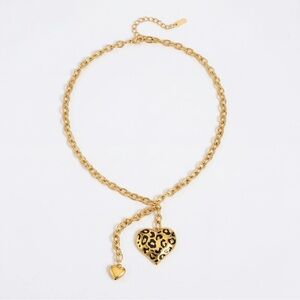 Leopard Heart Charm Necklace | 18K Gold Plated Stainless Steel